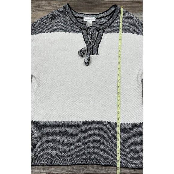 Christopher & Banks Womens Black White Tassel Pullover Sweater Short Sleeve XL - Picture 9 of 14